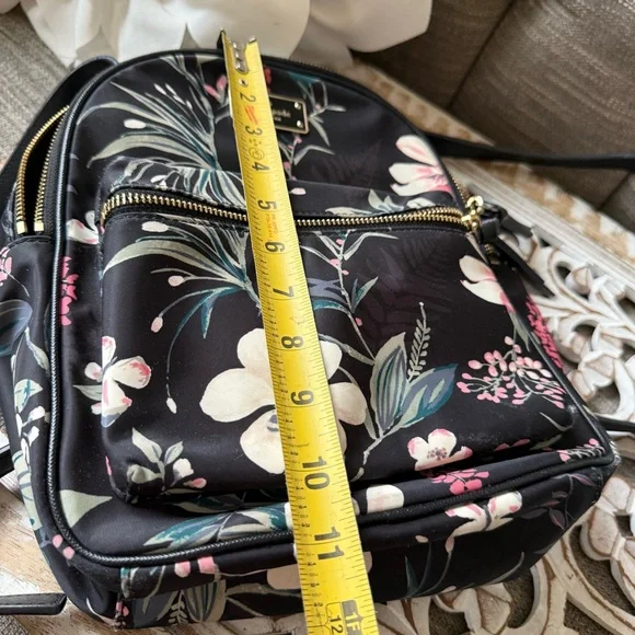 Kate Spade Black Floral Backpack Bag Purse Bag - Picture 7 of 14